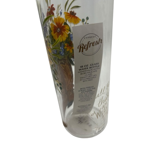 Cypress Refresh Home Western Floral Cowgirl Boot Glass Water Bottle 9" - Picture 2 of 9